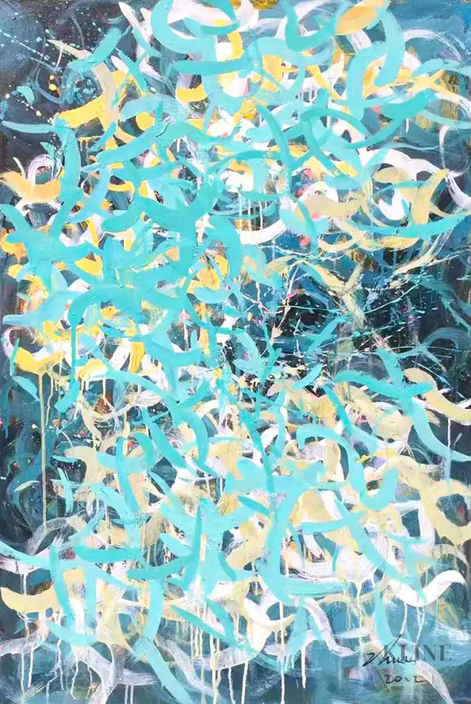 Azure and Sunlight Velocity - Hand Painting