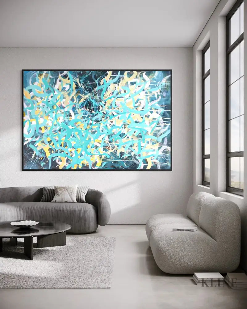 Azure and Sunlight Velocity - Hand Painting