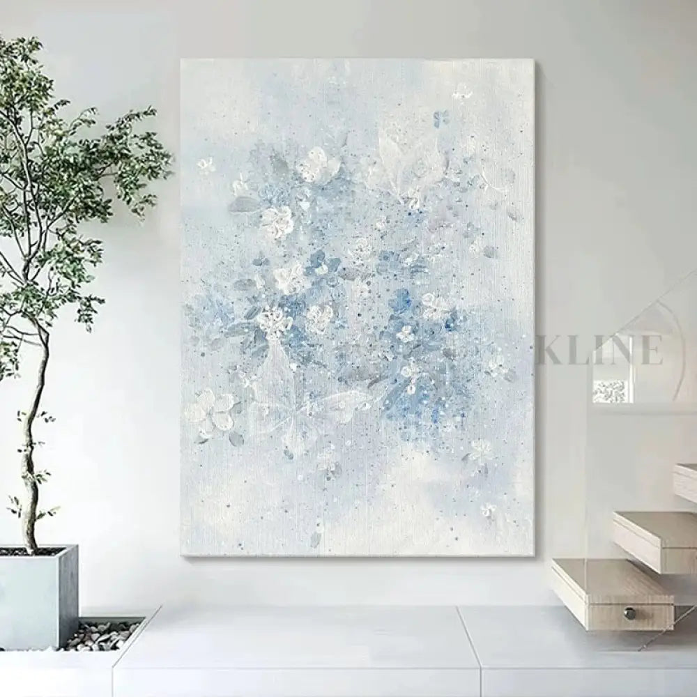 Azure Bloom Floral Painting - Hand Painting