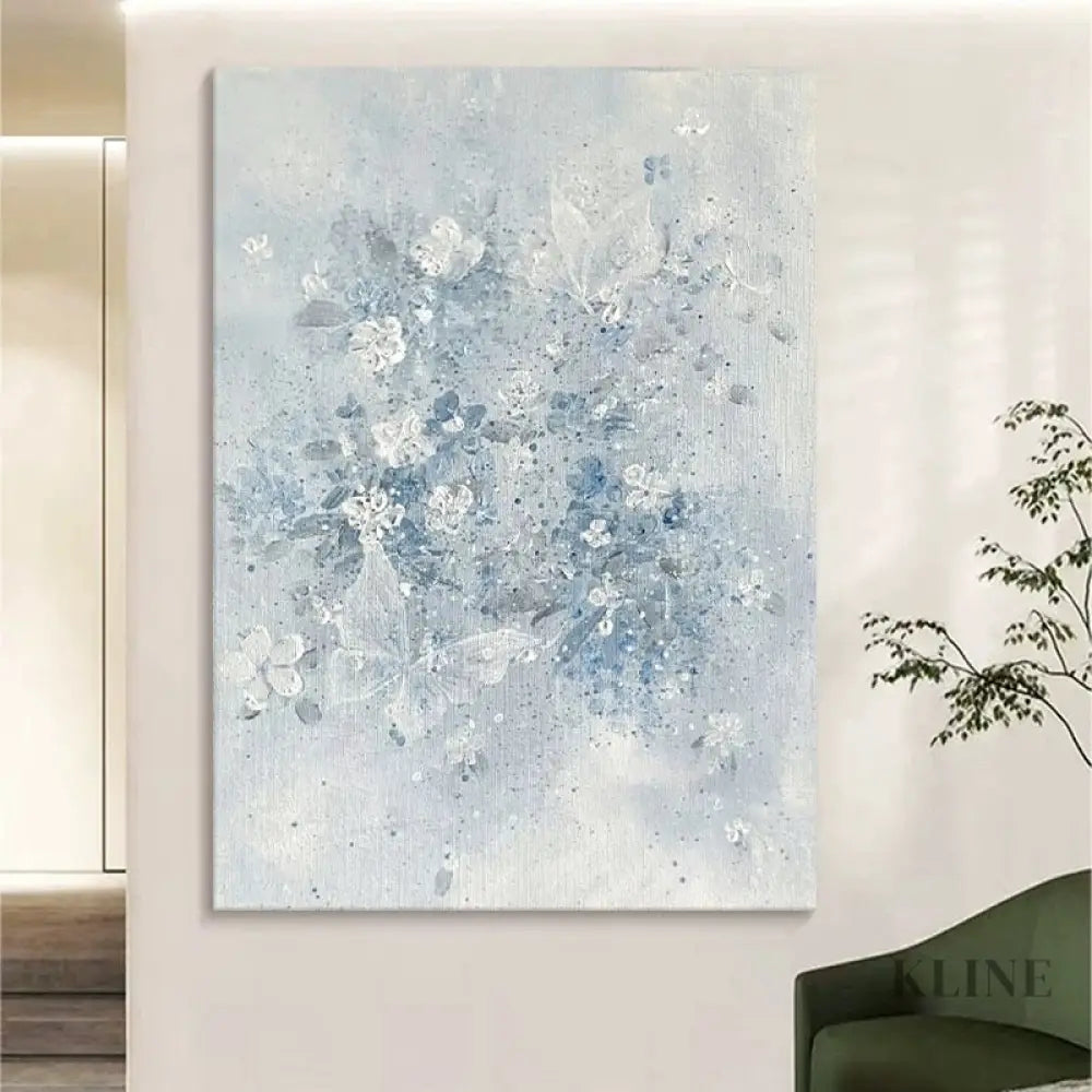 Azure Bloom Floral Painting - Hand Painting