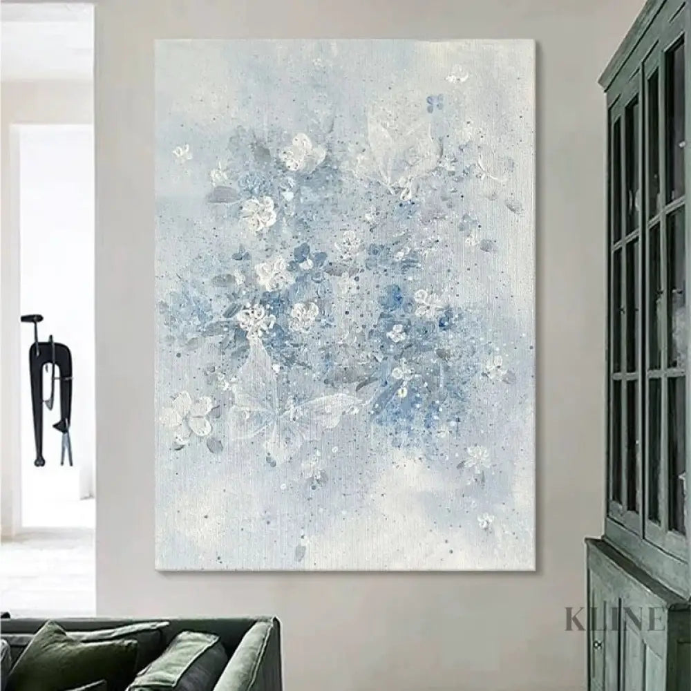 Azure Bloom Floral Painting - Hand Painting
