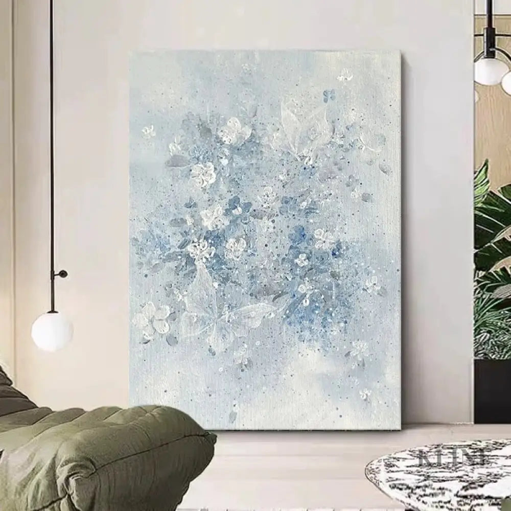 Azure Bloom Floral Painting - Hand Painting