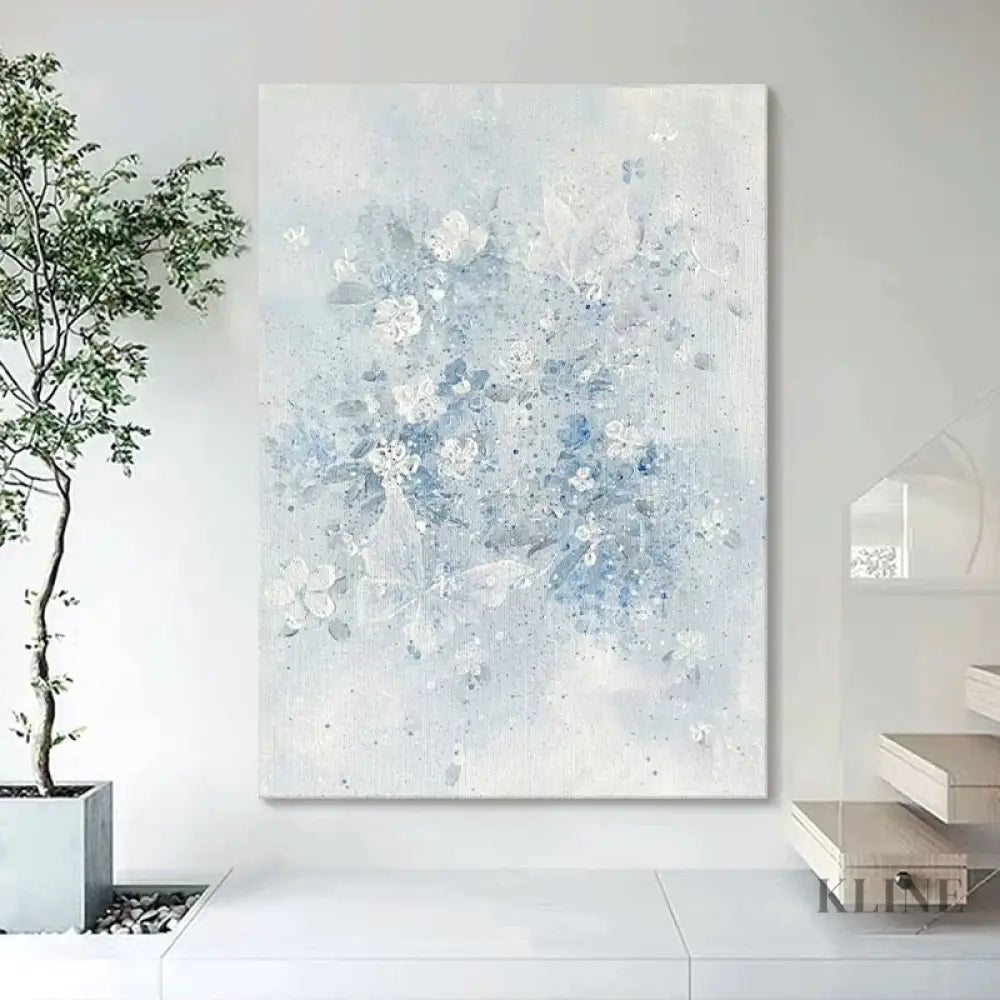 Azure Bloom Floral Painting - Hand Painting
