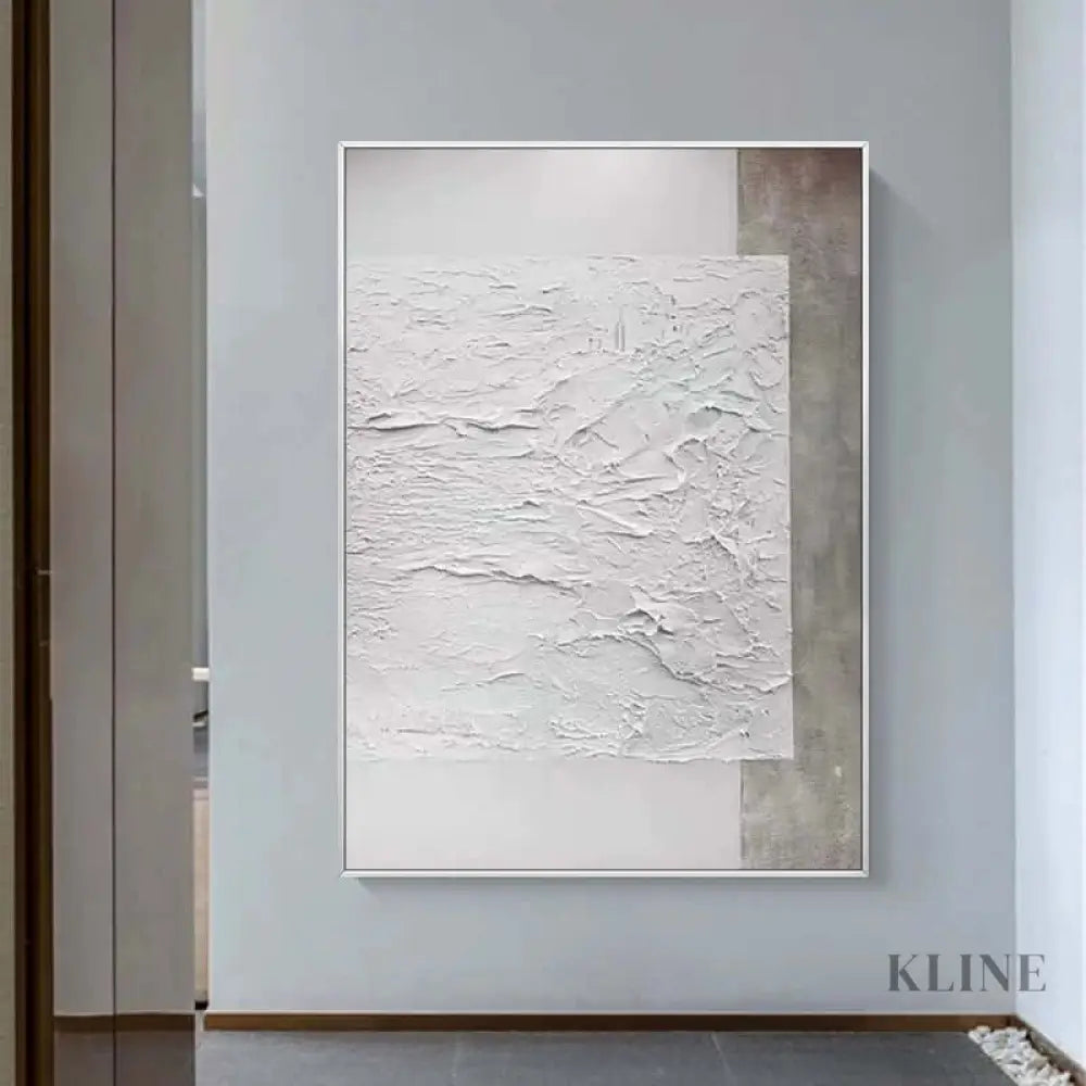 Beige and White Beach Textured Painting - Hand Painting