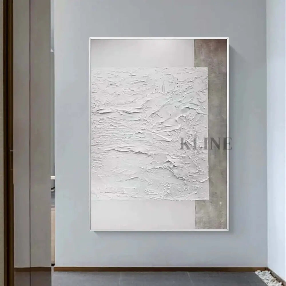 Beige and White Beach Textured Painting - Hand Painting