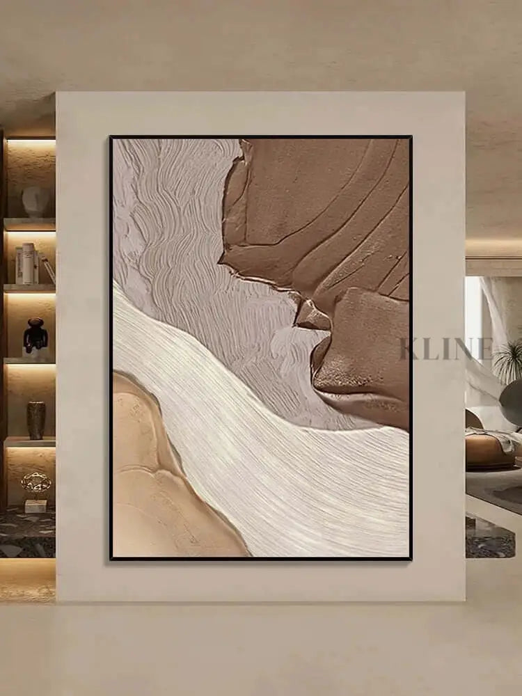 Beige White Coffee Textured Wall Art - Hand Painting