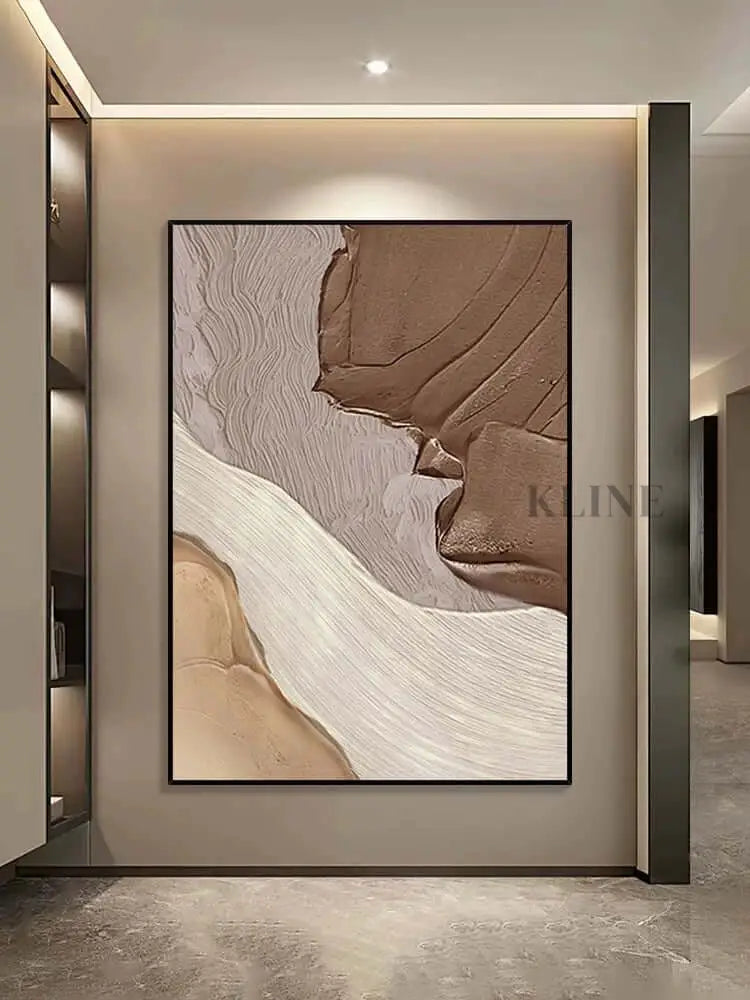Beige White Coffee Textured Wall Art - Hand Painting