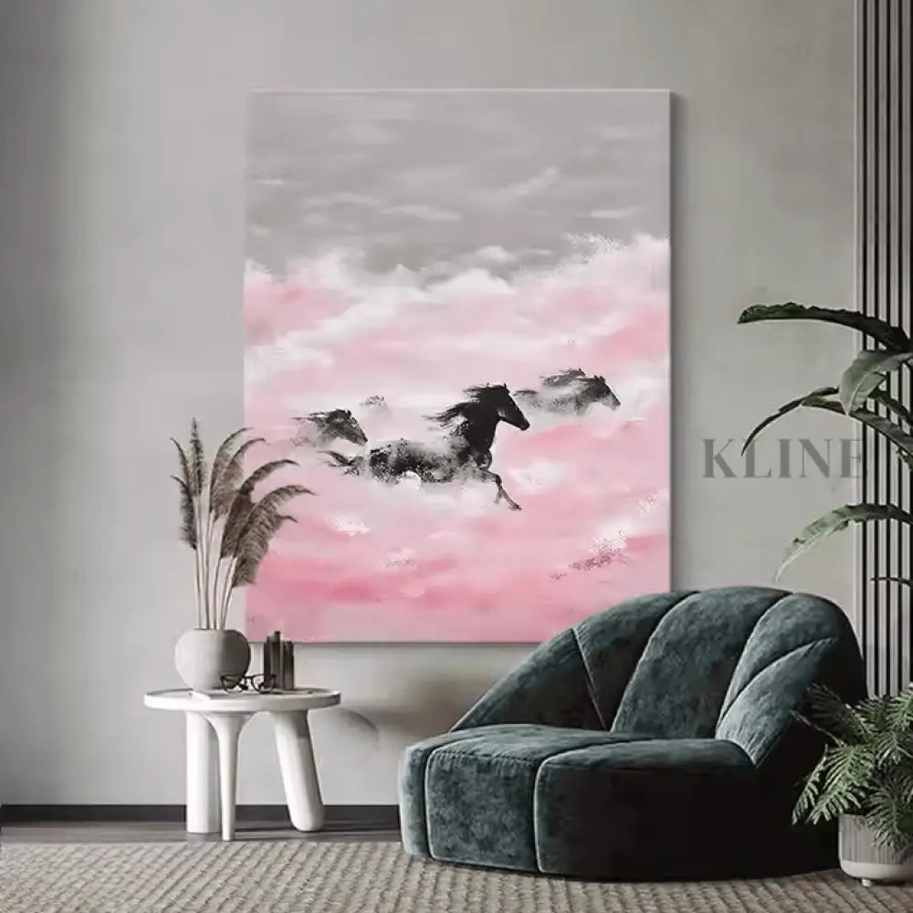 Beneath the Blushing Clouds They Run - Hand Painting