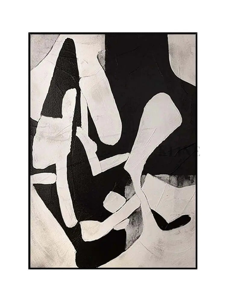 Black and Cream Geometric Style Wall Art 2 - Hand Painting