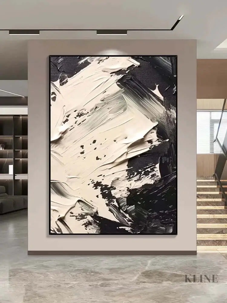 Black and Cream Strike Wall Art - Hand Painting