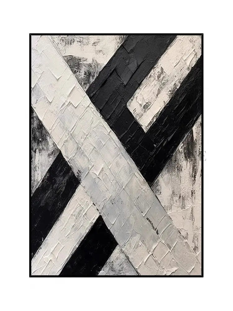Black and Cream White Knife Painting - Hand Painting