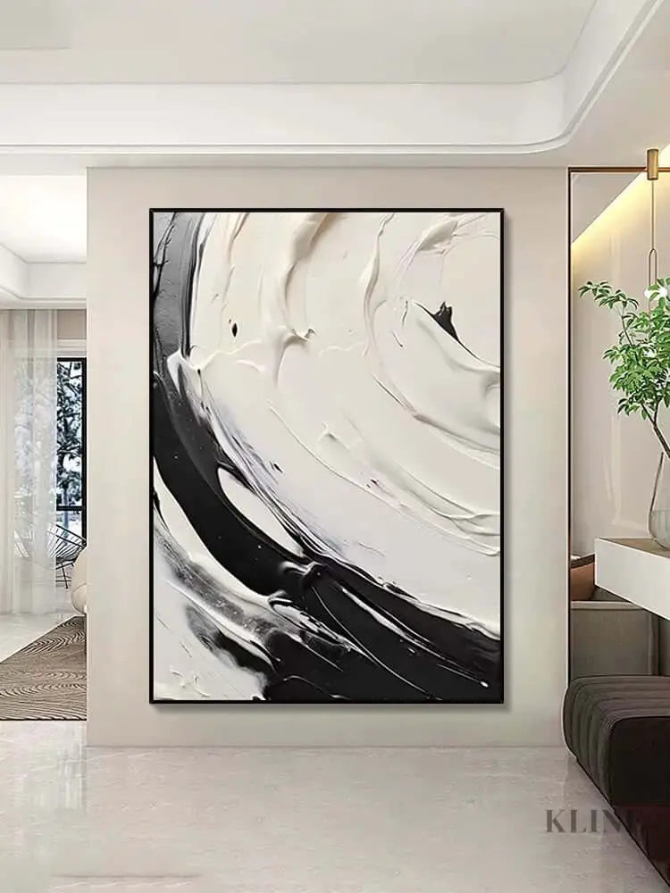Black and Cream White Swipe - Hand Painting