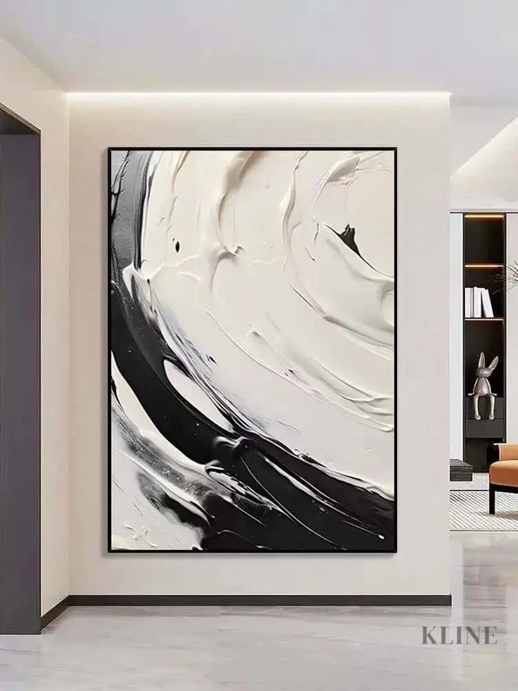 Black and Cream White Swipe - Hand Painting
