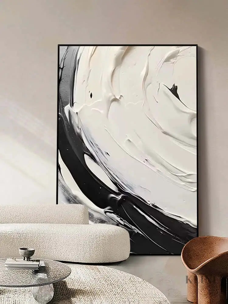 Black and Cream White Swipe - Hand Painting