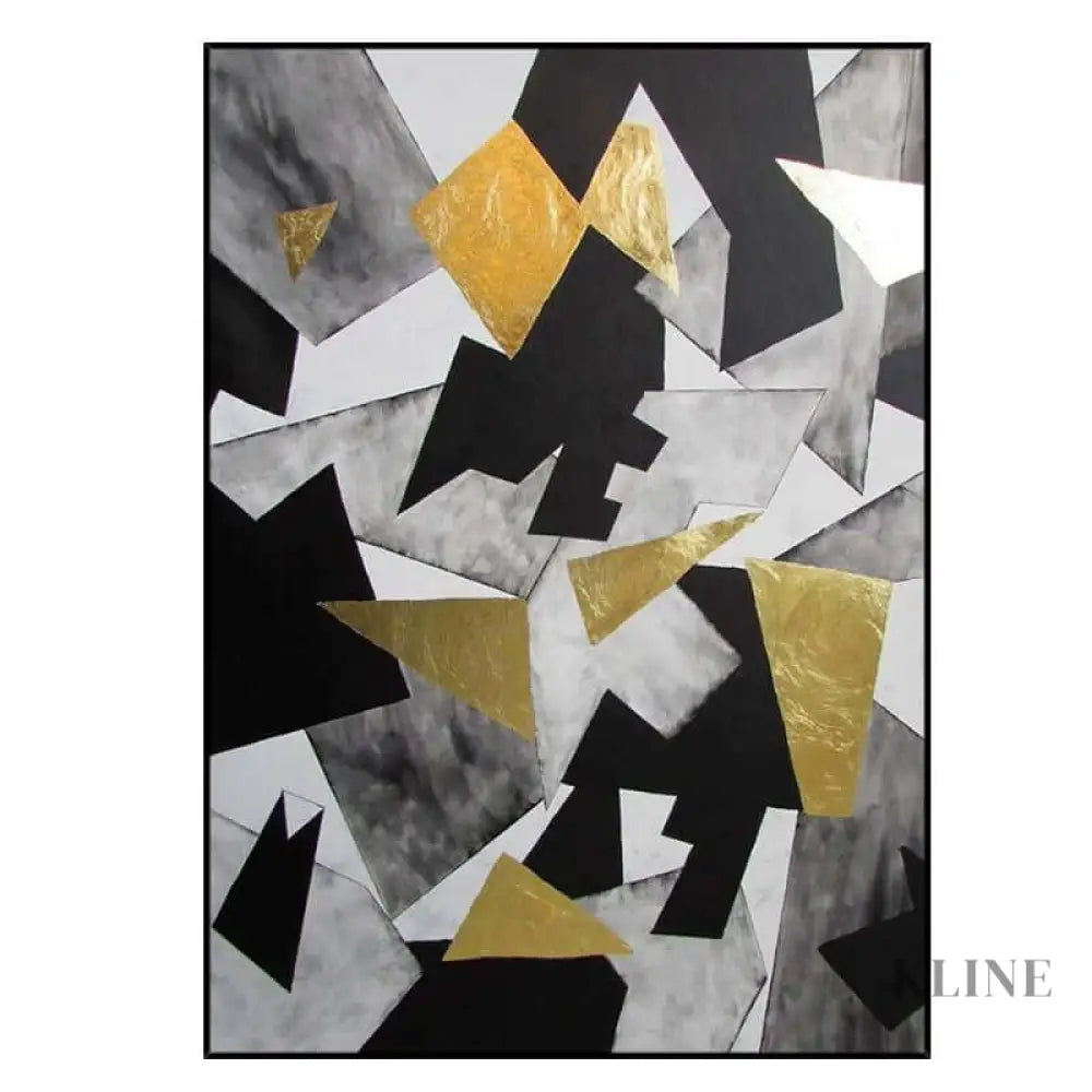 Black and Gold Geometric Art - Hand Painting