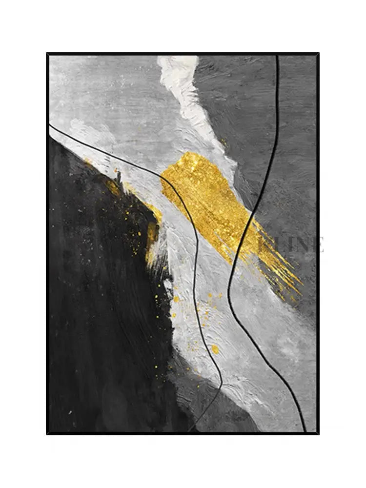 Black and Gold Textured Painting - Hand Painting