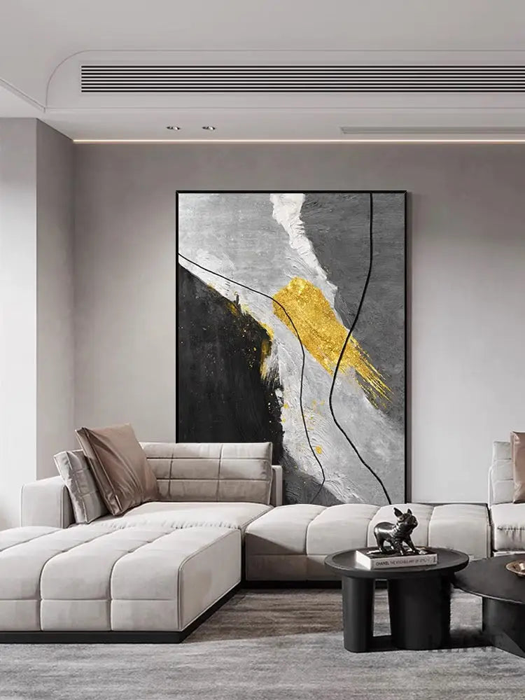 Black and Gold Textured Painting - Hand Painting