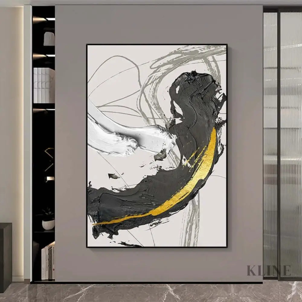 Black and Golden Wall Art - Hand Painting