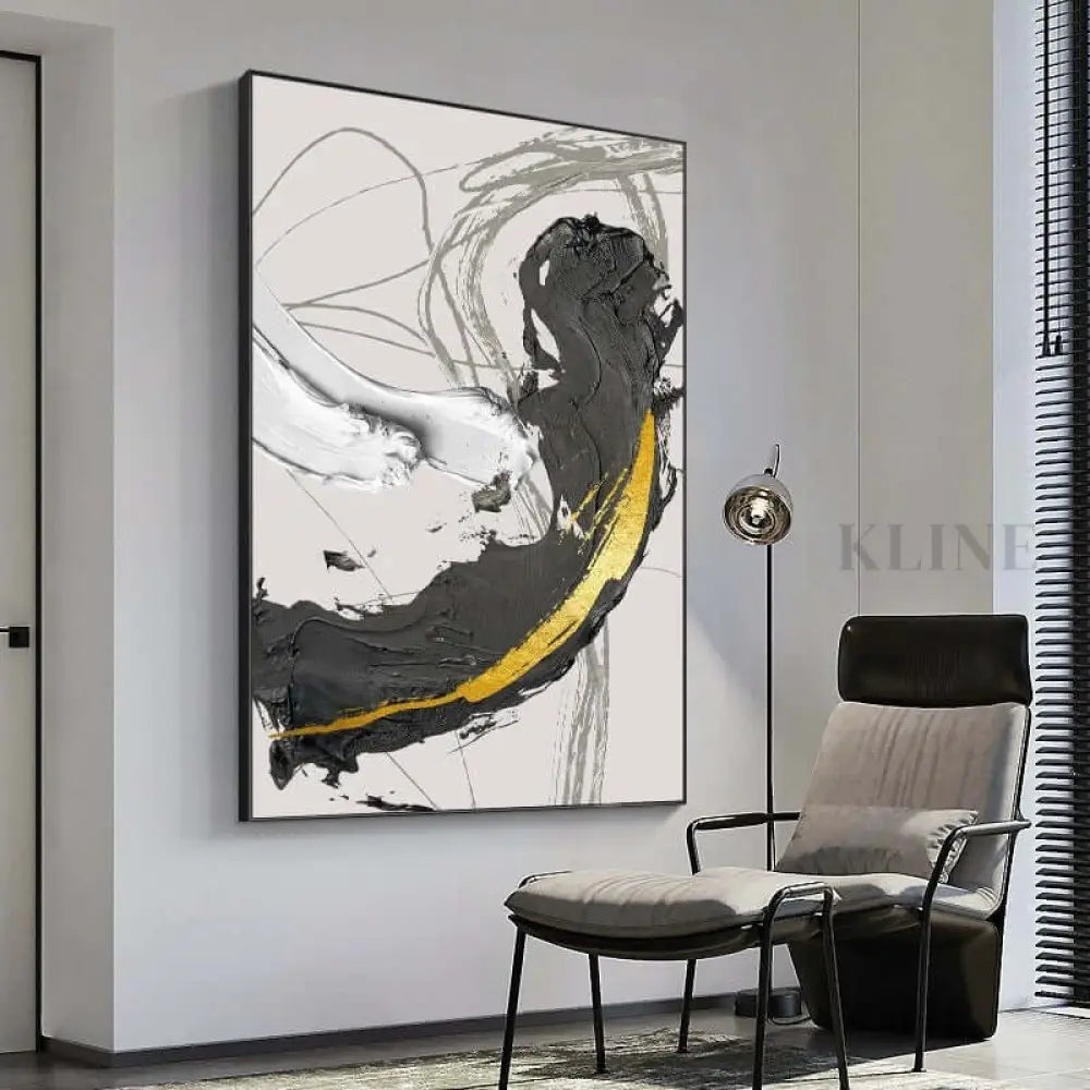 Black and Golden Wall Art - Hand Painting