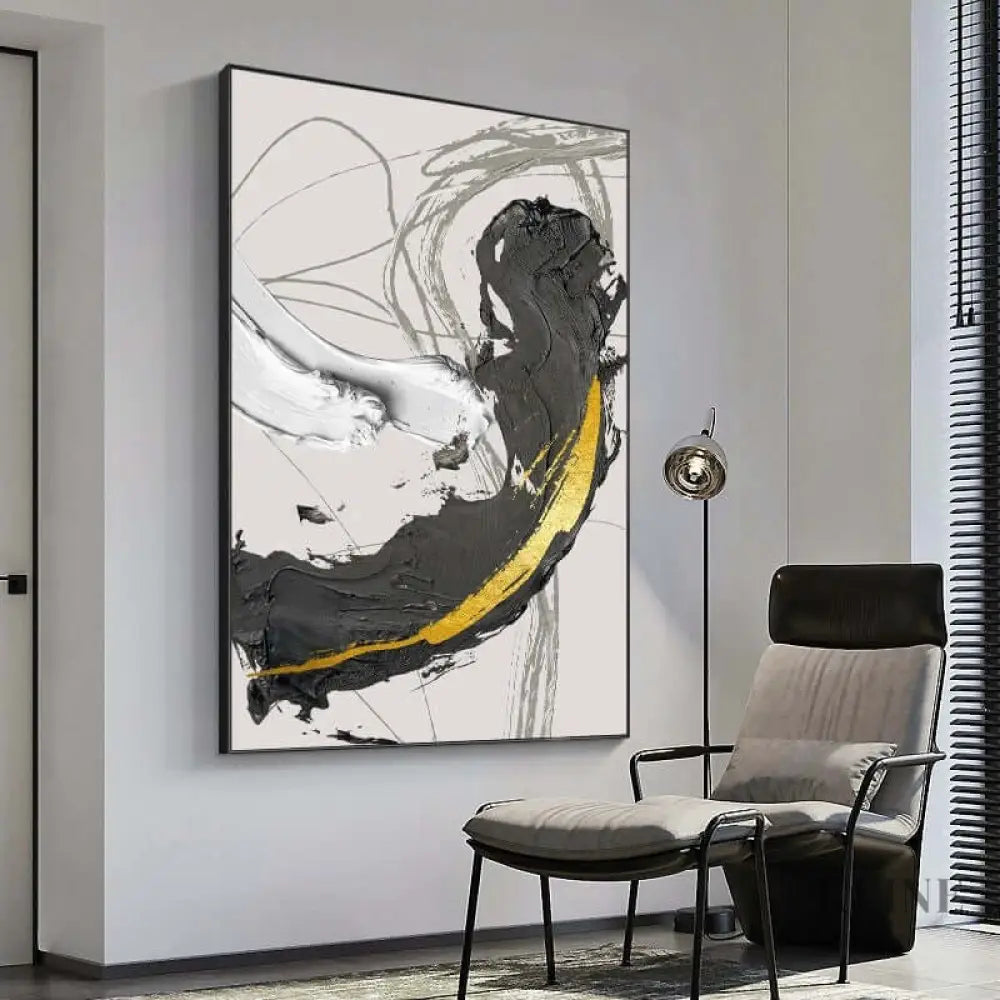 Black and Golden Wall Art - Hand Painting