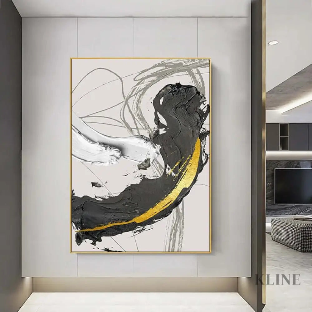 Black and Golden Wall Art - Hand Painting