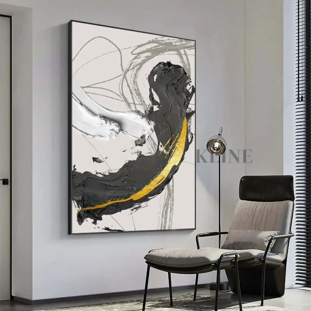 Black and Golden Wall Art - Hand Painting