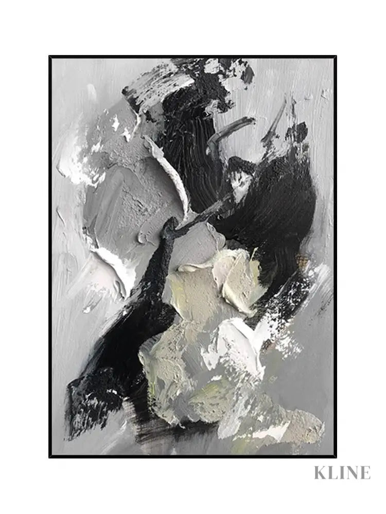 Black and Gray Heavy Textured Oil Painting - Hand Painting