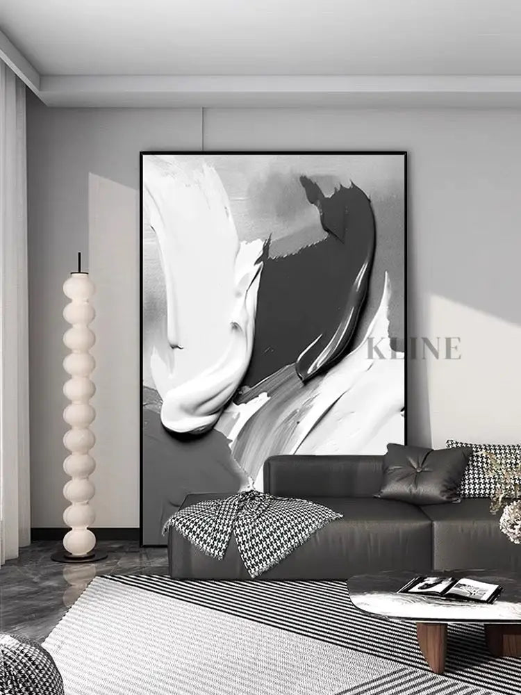 Black and Gray Textured Painting - Hand Painting