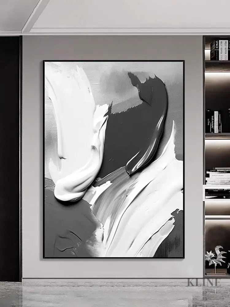 Black and Gray Textured Painting - Hand Painting