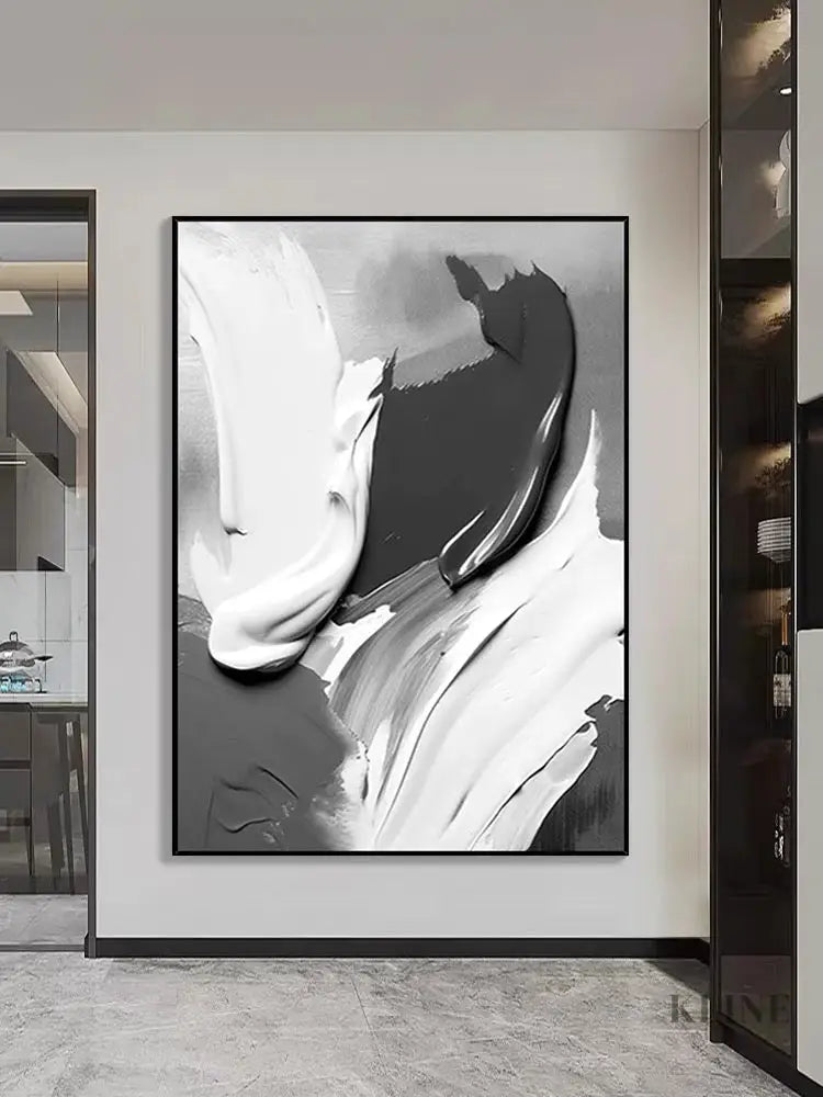 Black and Gray Textured Painting - Hand Painting
