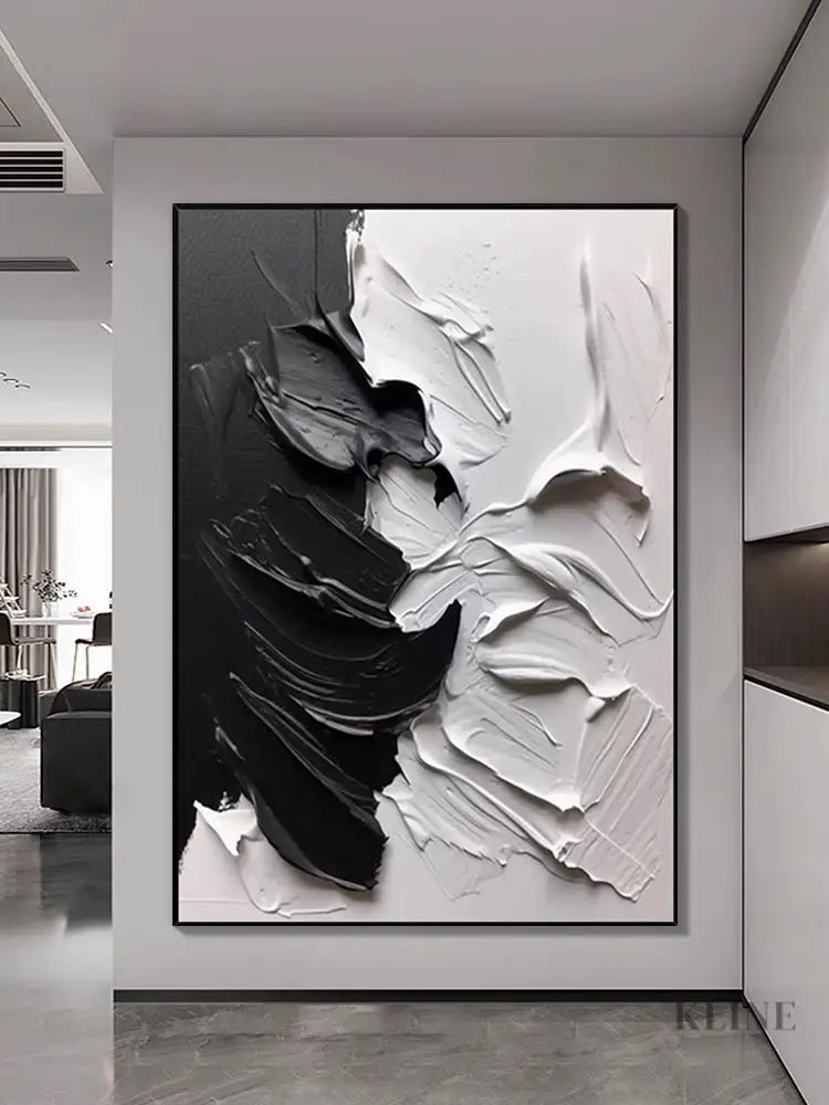 Black and Gray Textured Wall Art - Hand Painting