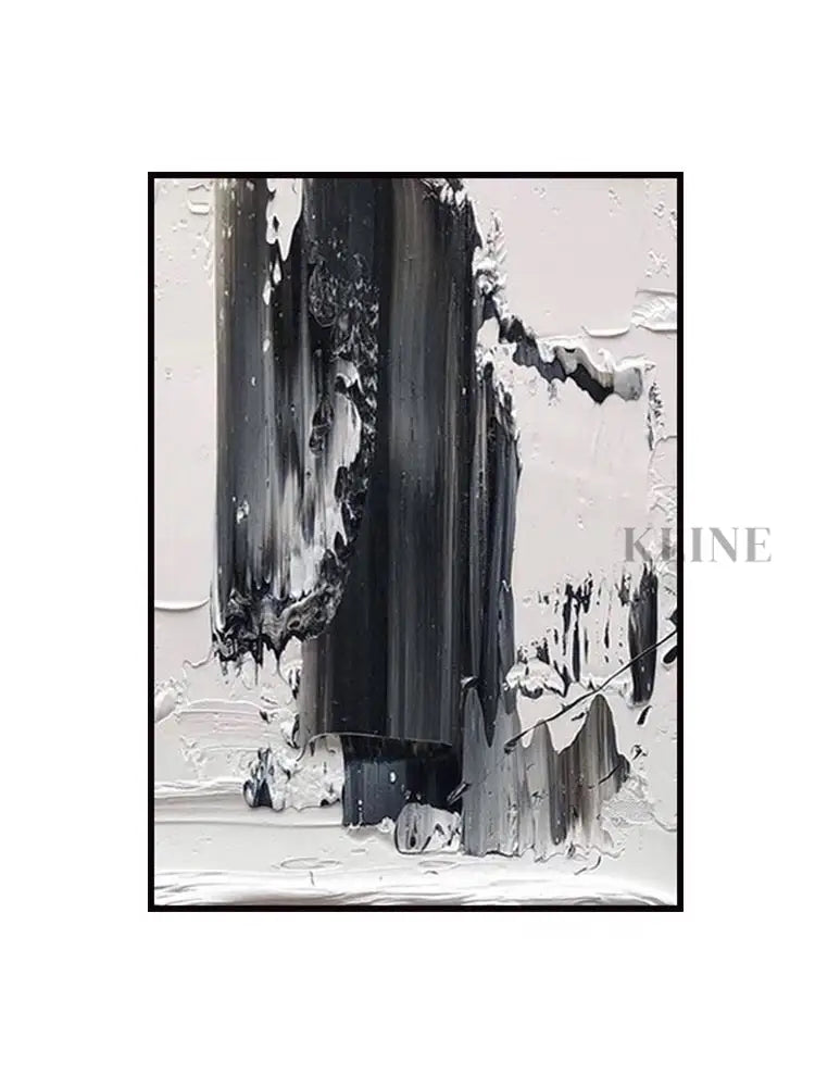 Black and White Brushstroke Textured Oil Painting - Hand Painting