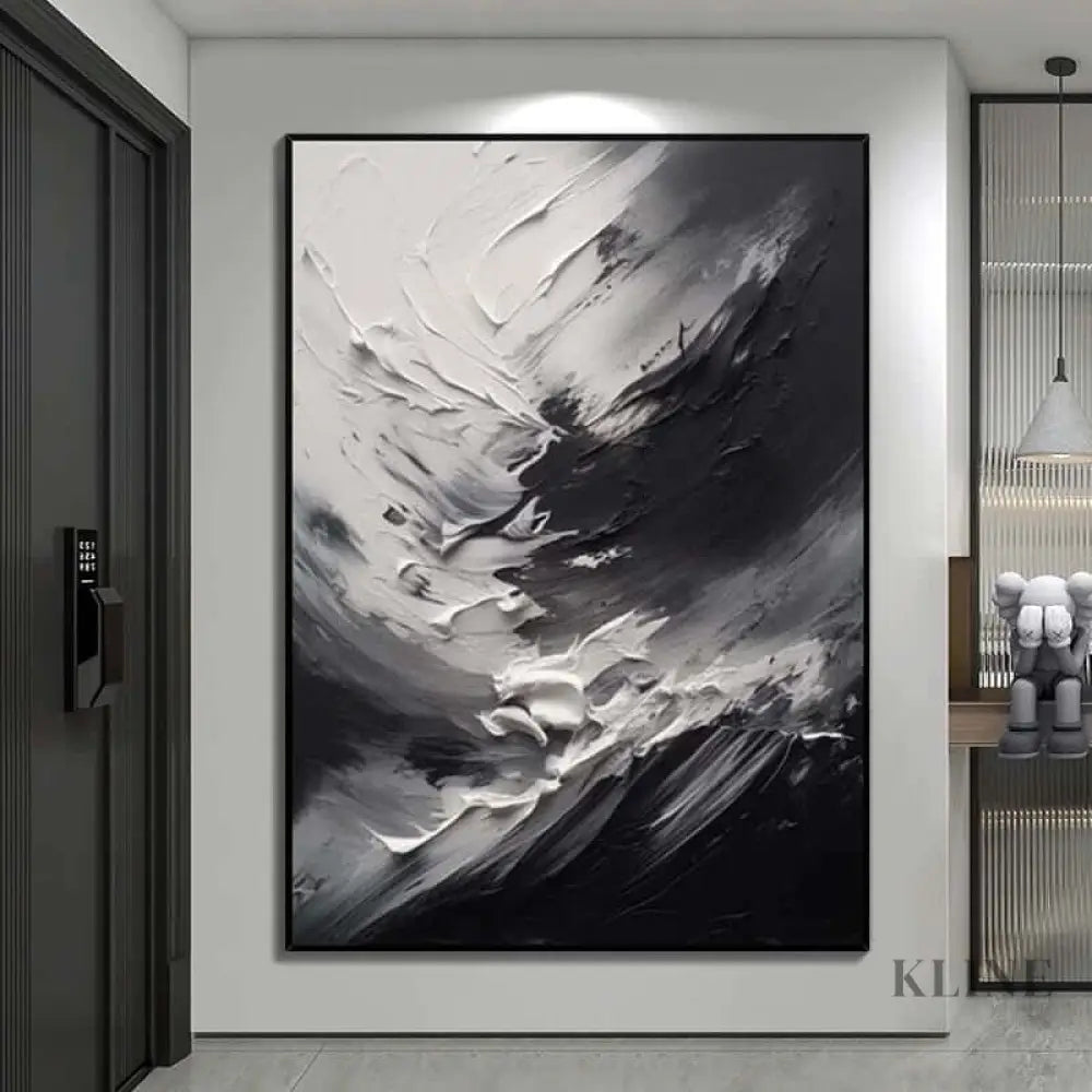 Black and White Clouds Swirling - Hand Painting