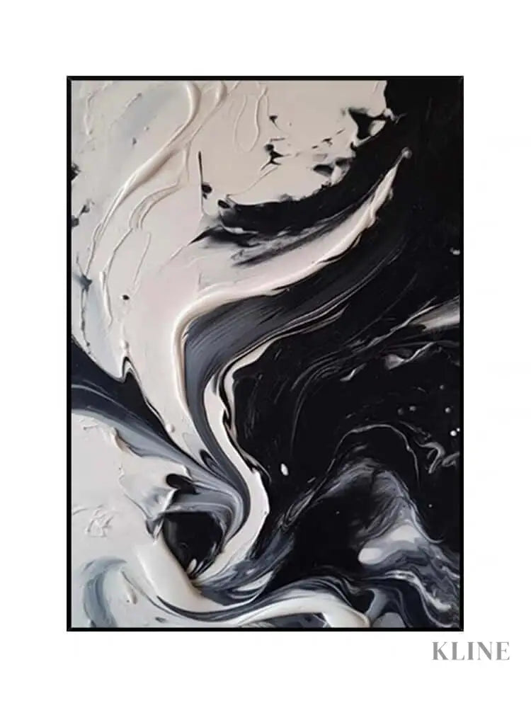 Black and White Cream Flow Texture - Hand Painting