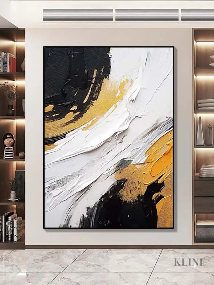 Black and White Golden Orange Texture - Hand Painting