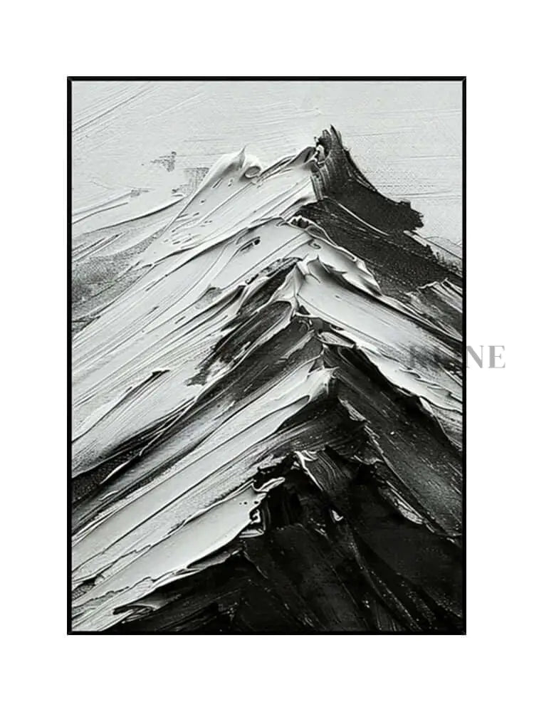 Black and White Mountains Textured Wall Art - Hand Painting