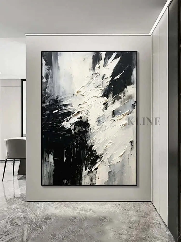 Black and White Scattered Textured Wall Art - Hand Painting
