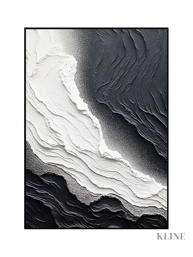Black and White Seaside Beach Textured Painting - Hand Painting