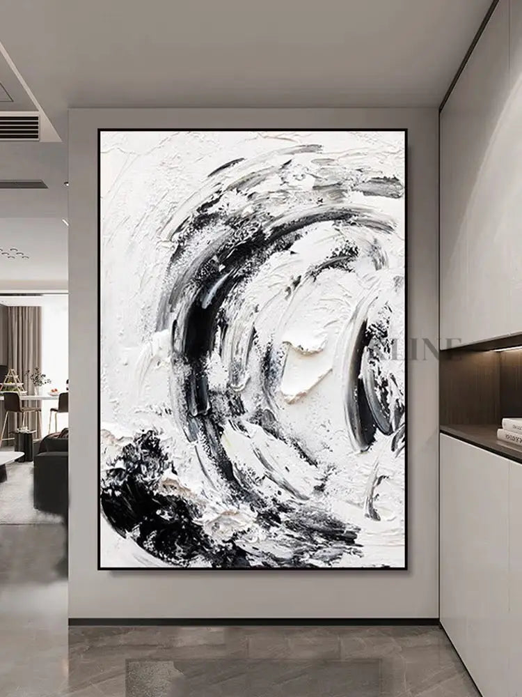 Black and White Snowy - Hand Painting
