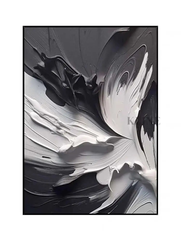 Black and White Swirling Heavy Texture - Hand Painting