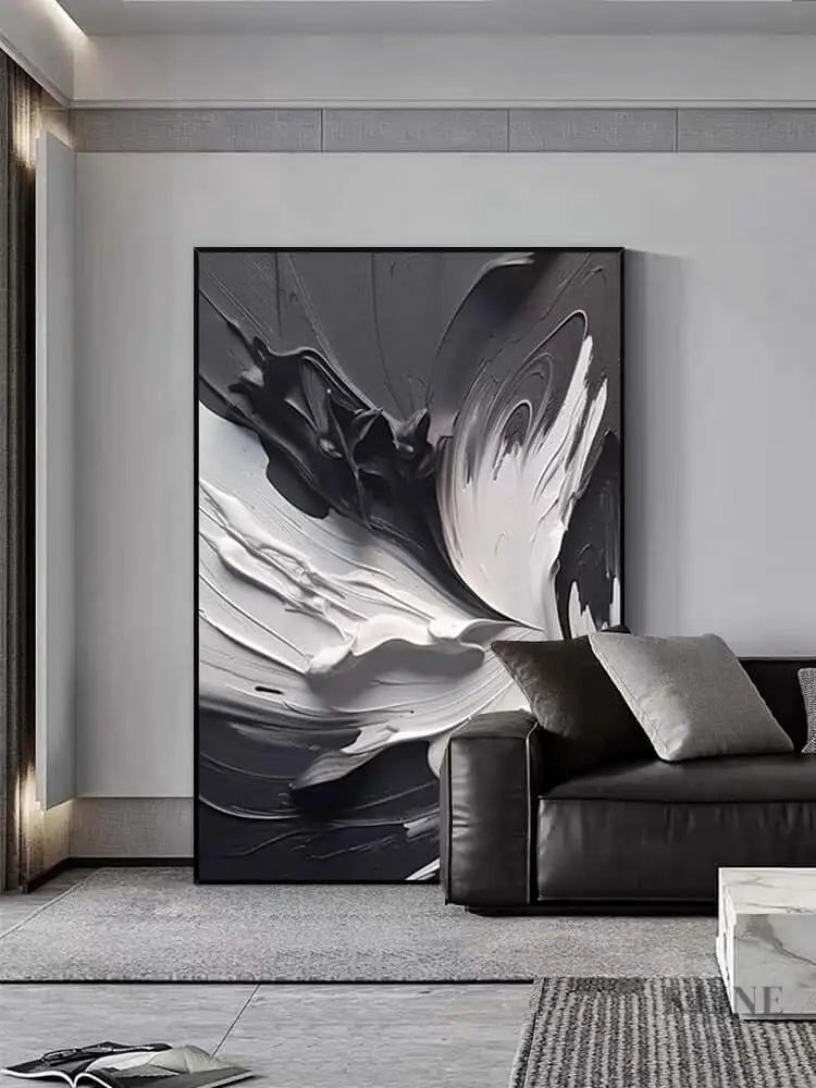 Black and White Swirling Heavy Texture - Hand Painting