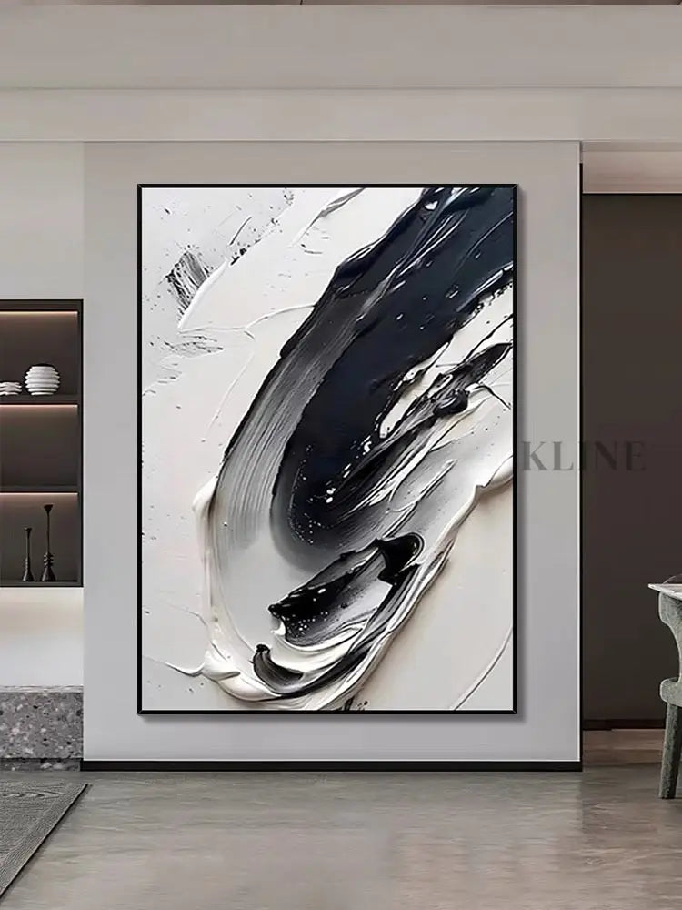 Black and White Textured Art - Hand Painting