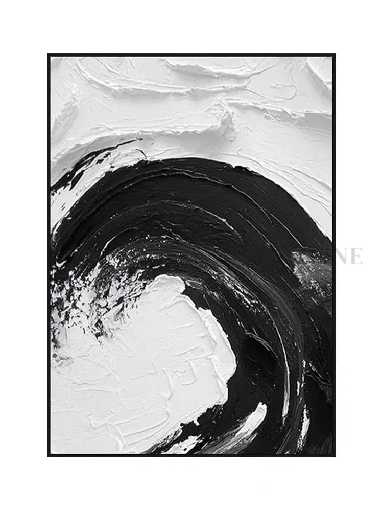 Black and White Waves Textured Oil Painting - Hand Painting