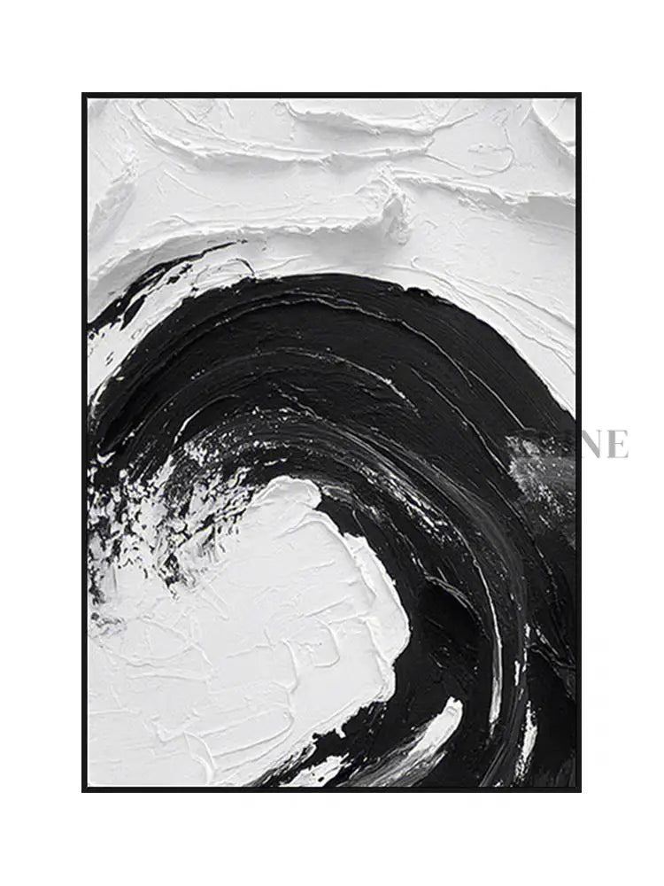 Black and White Waves Textured Oil Painting - Hand Painting