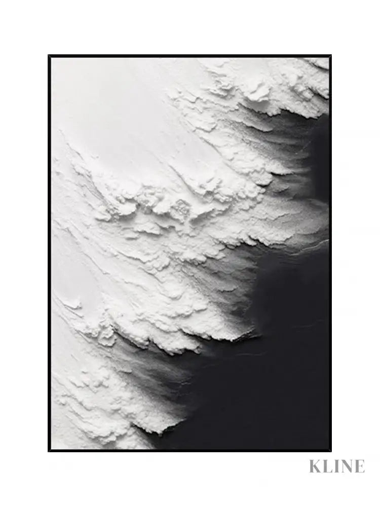 Black and White Waves Textured Wall Art - Hand Painting
