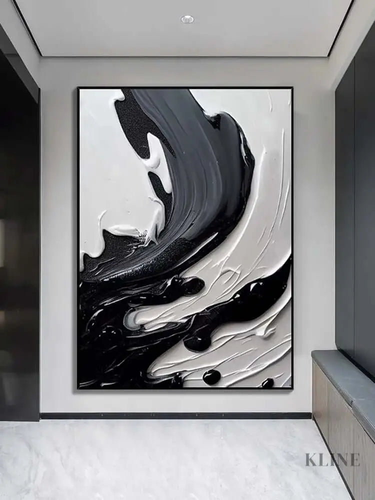Black Gray and Heavy White Texture - Hand Painting