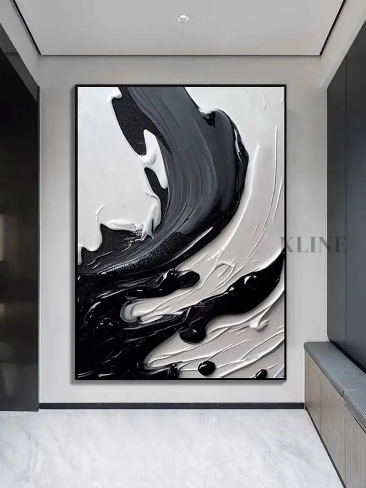Black Gray and Heavy White Texture - Hand Painting