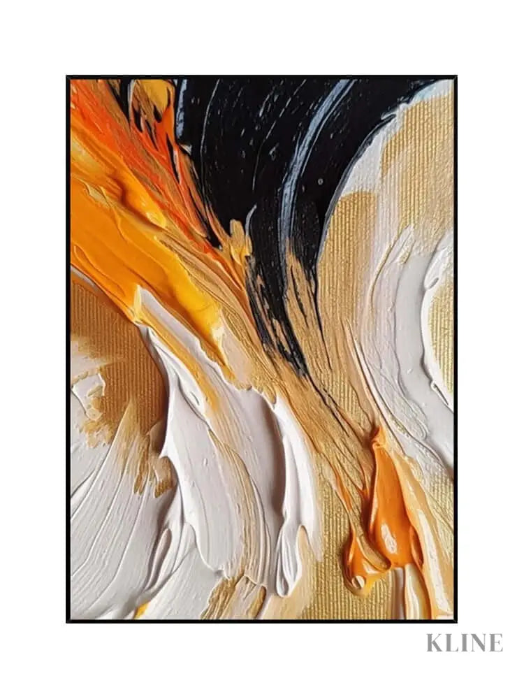 Black Orange White Multicolor Heavy Textured Wall Art - Hand Painting