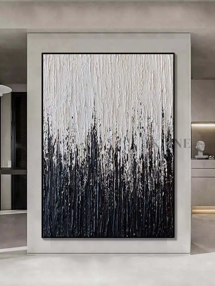 Black Stripes Textured Wall Art - Hand Painting