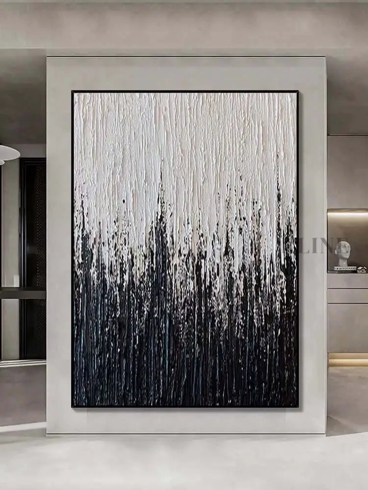 Black Stripes Textured Wall Art - Hand Painting
